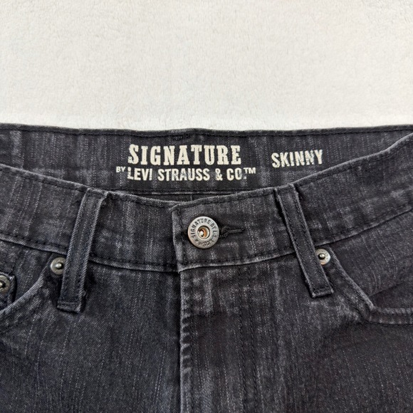 Signature Levi Strauss Skinny Jeans Mens 30x32 Black Excellent Stretch Denim - Picture 4 of 11